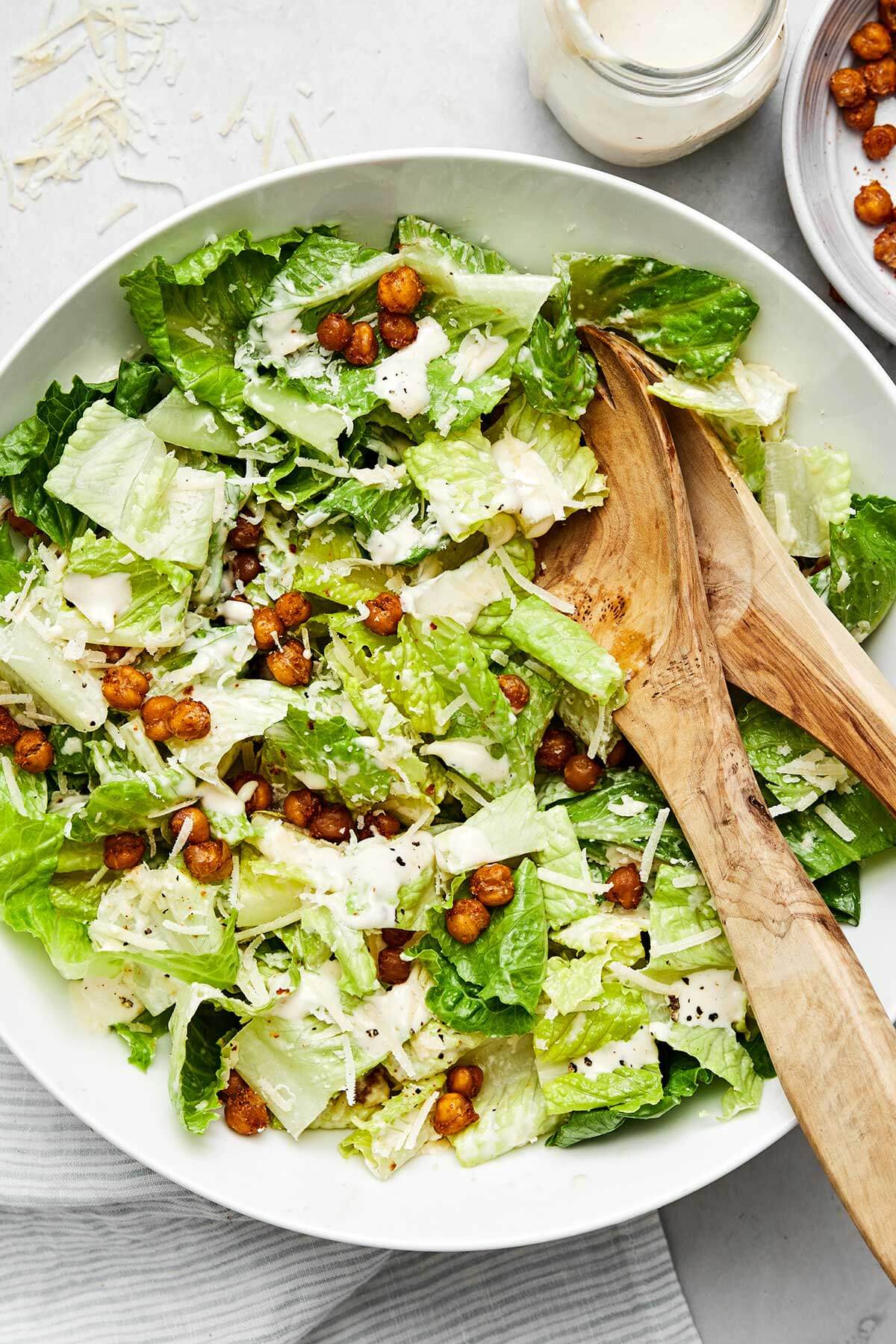 A big bowl of Caesar salad.
