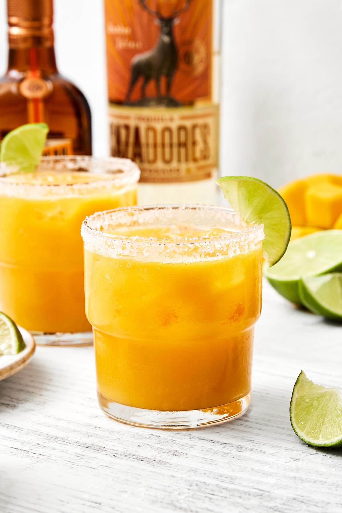Glasses of mango margarita.