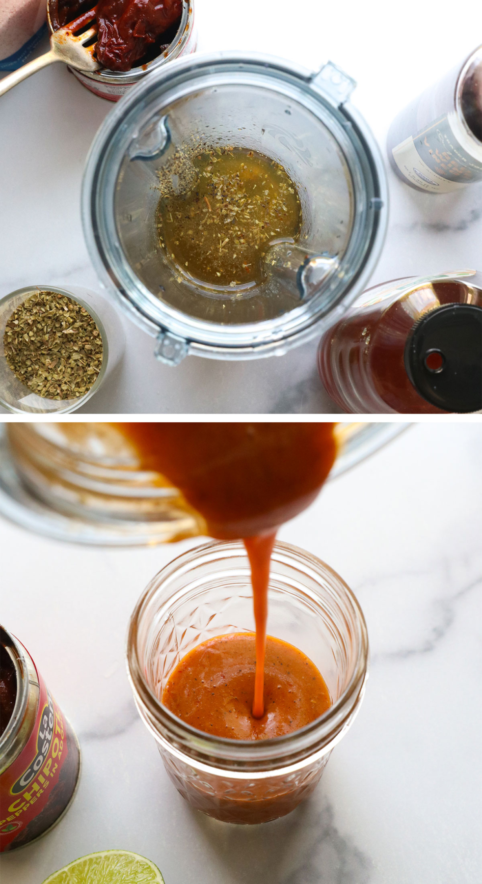chipotle vinaigrette blended in a small container.