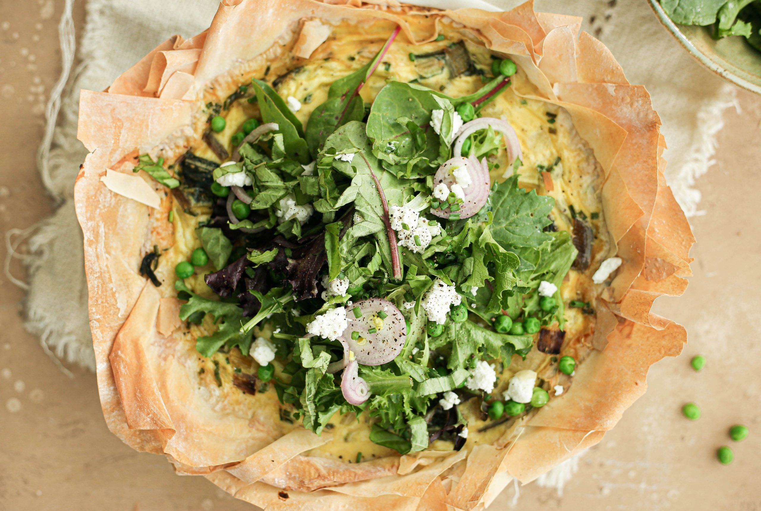 spring onion & goat cheese quiche
