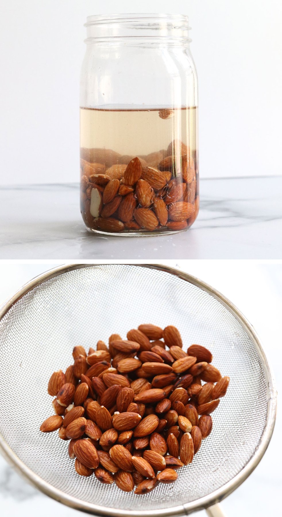 almonds soaked in water and drained.