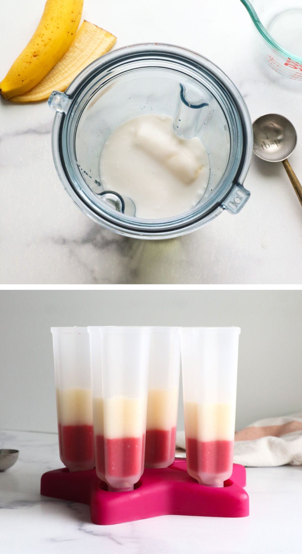 white layer blended for popsicles and added to the mold.