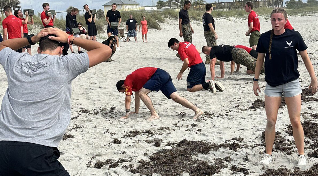 Military competition The Recruiter Games taking place on a beach