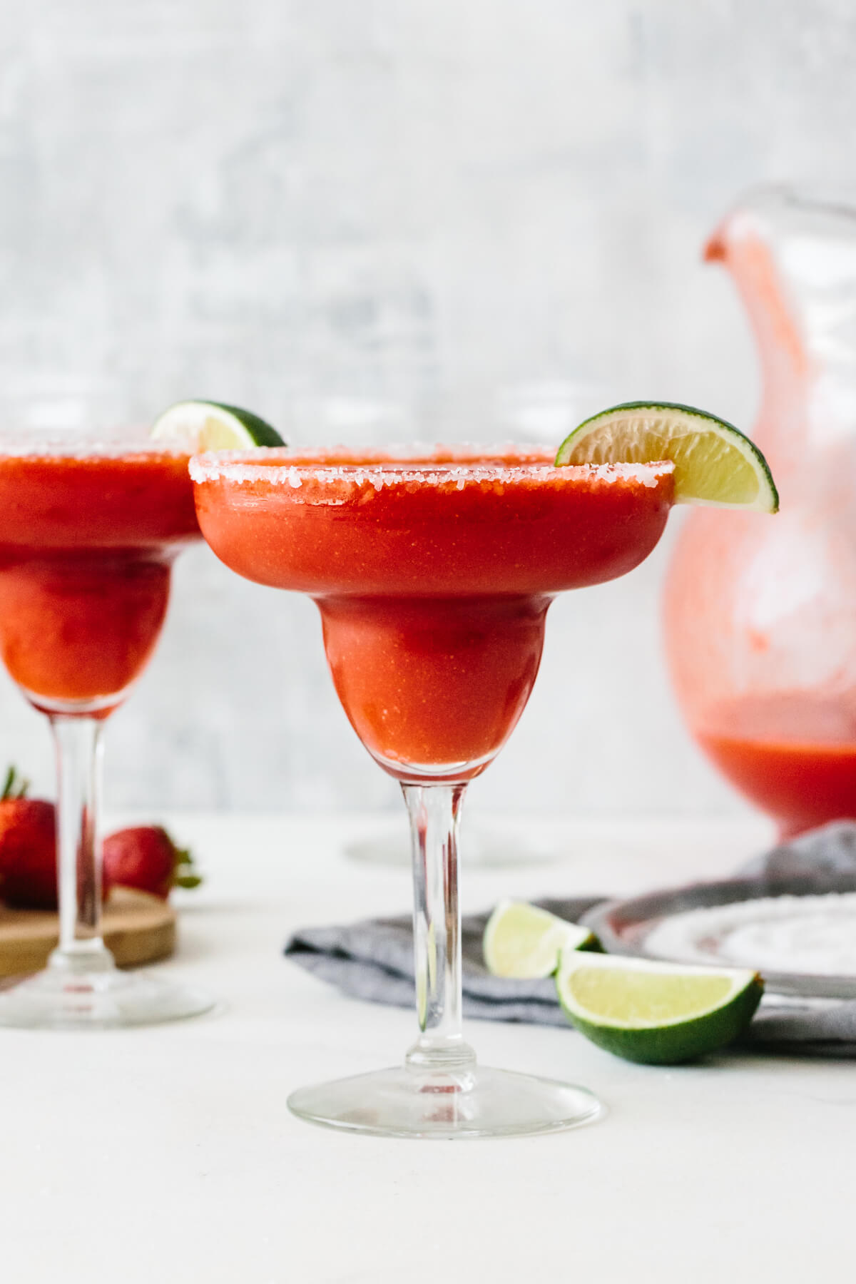 Strawberry margarita in a glass.