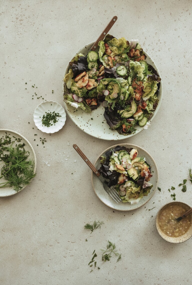 crispy halloumi salad