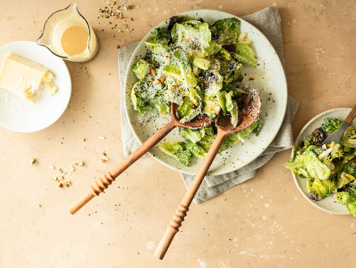 Green salad with sesame dressing.