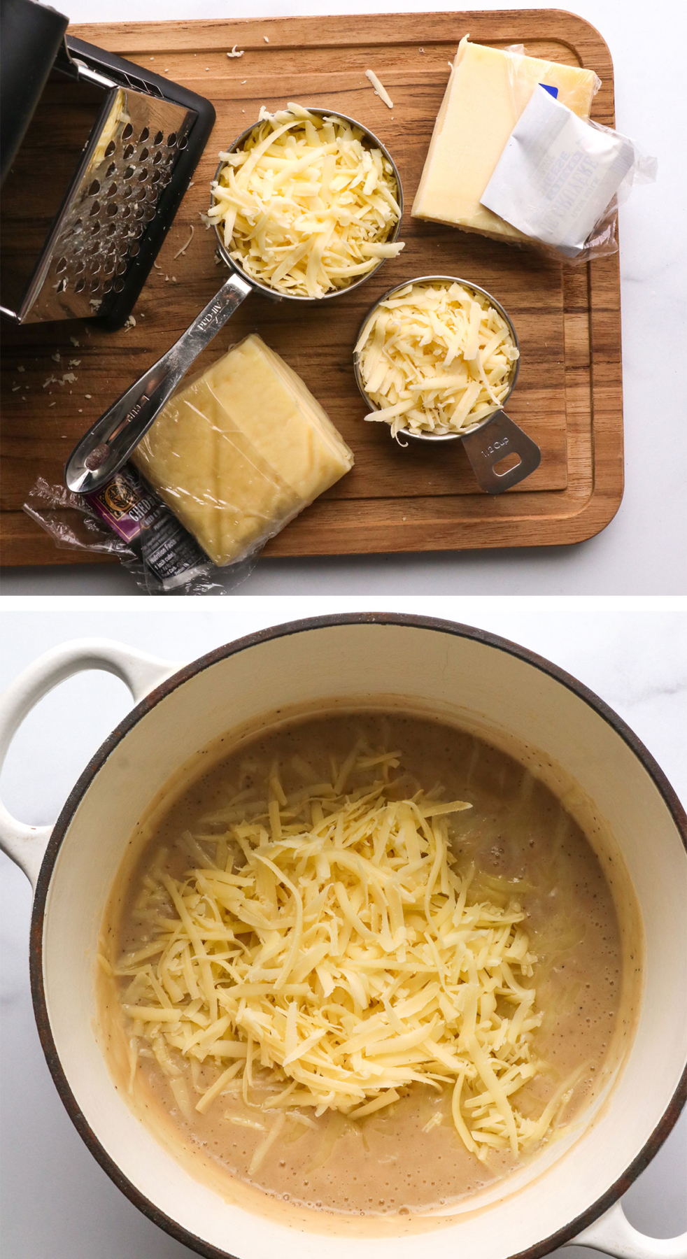 shredded cheese added to the bean sauce.