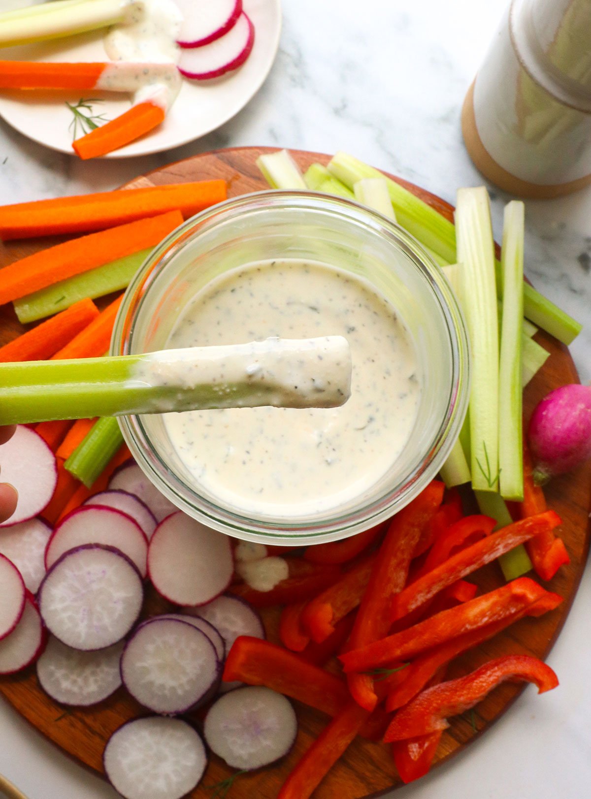 celery coated in ranch dressing