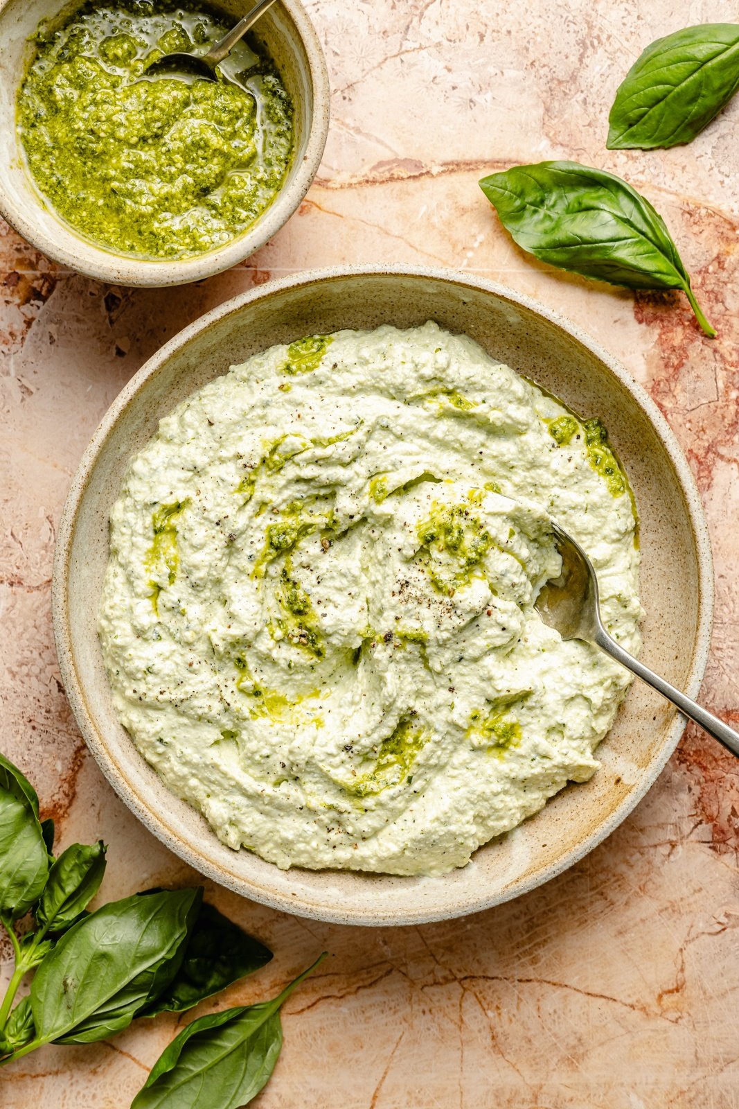 ricotta mixture in a bowl for vegetarian lasagna