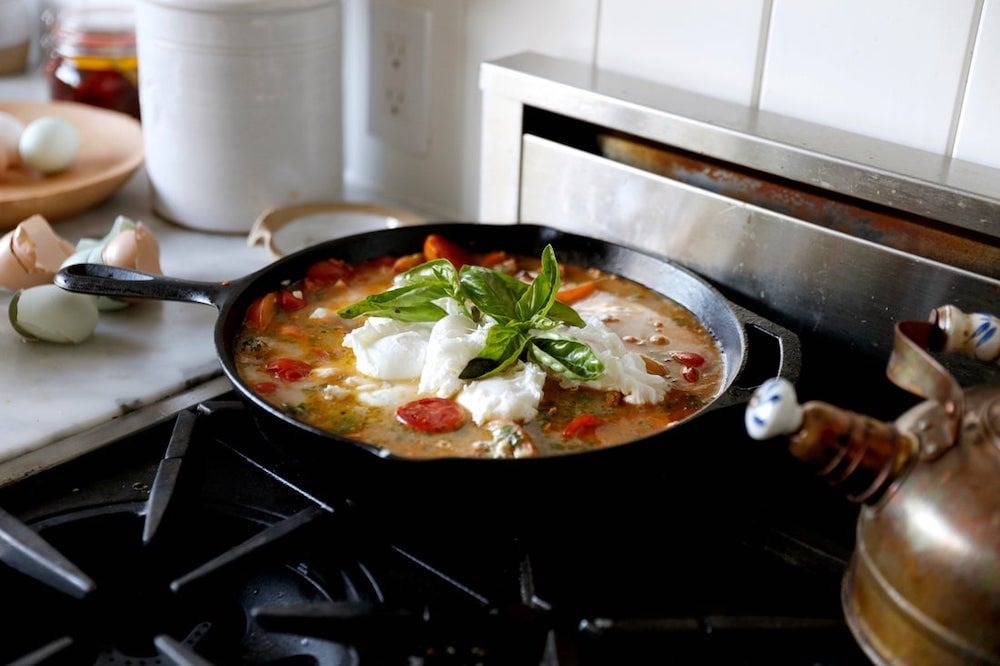 Rustic Skillet Tomato Basil Soup