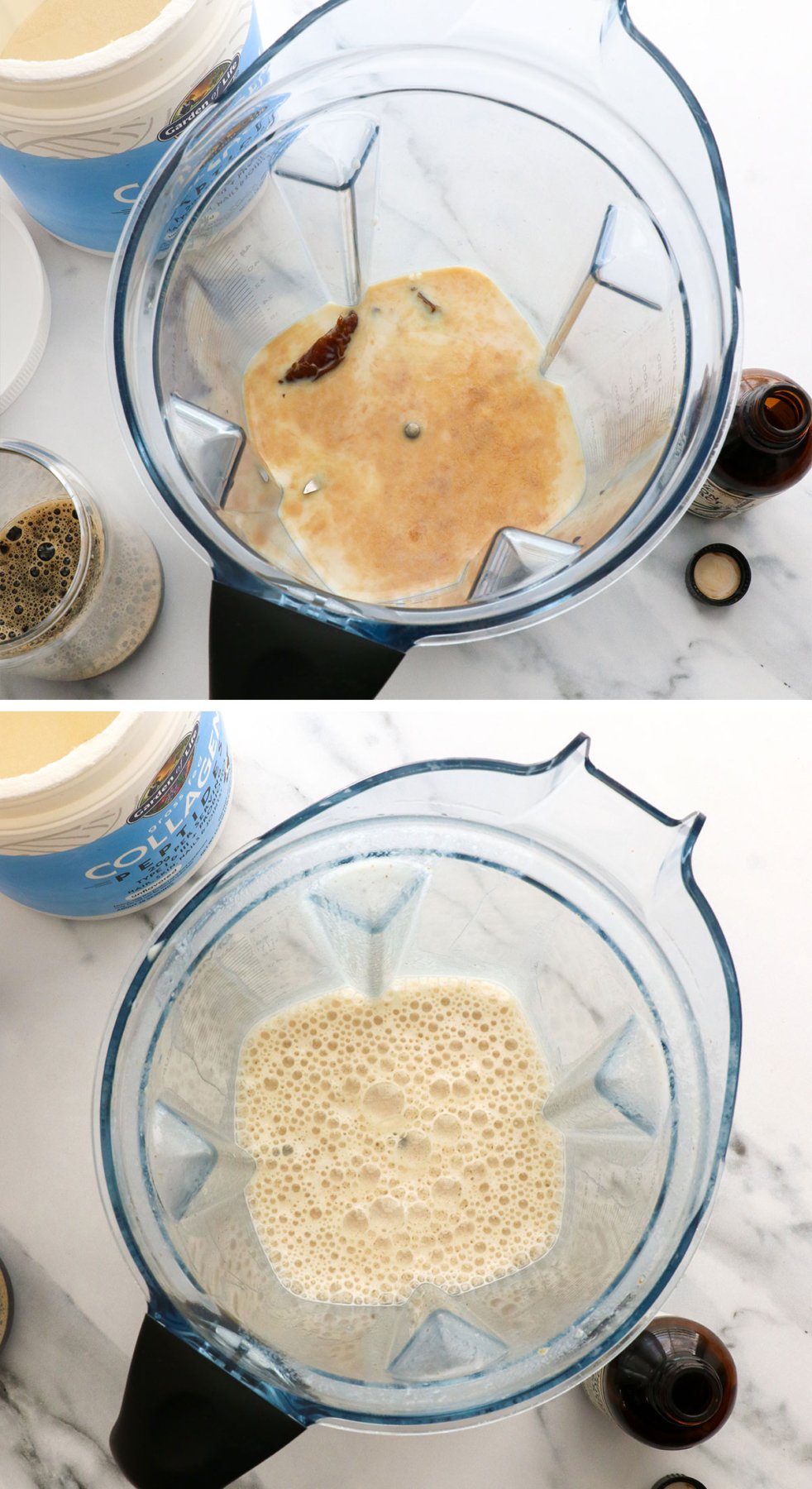 milk blended with dates and vanilla extract. 