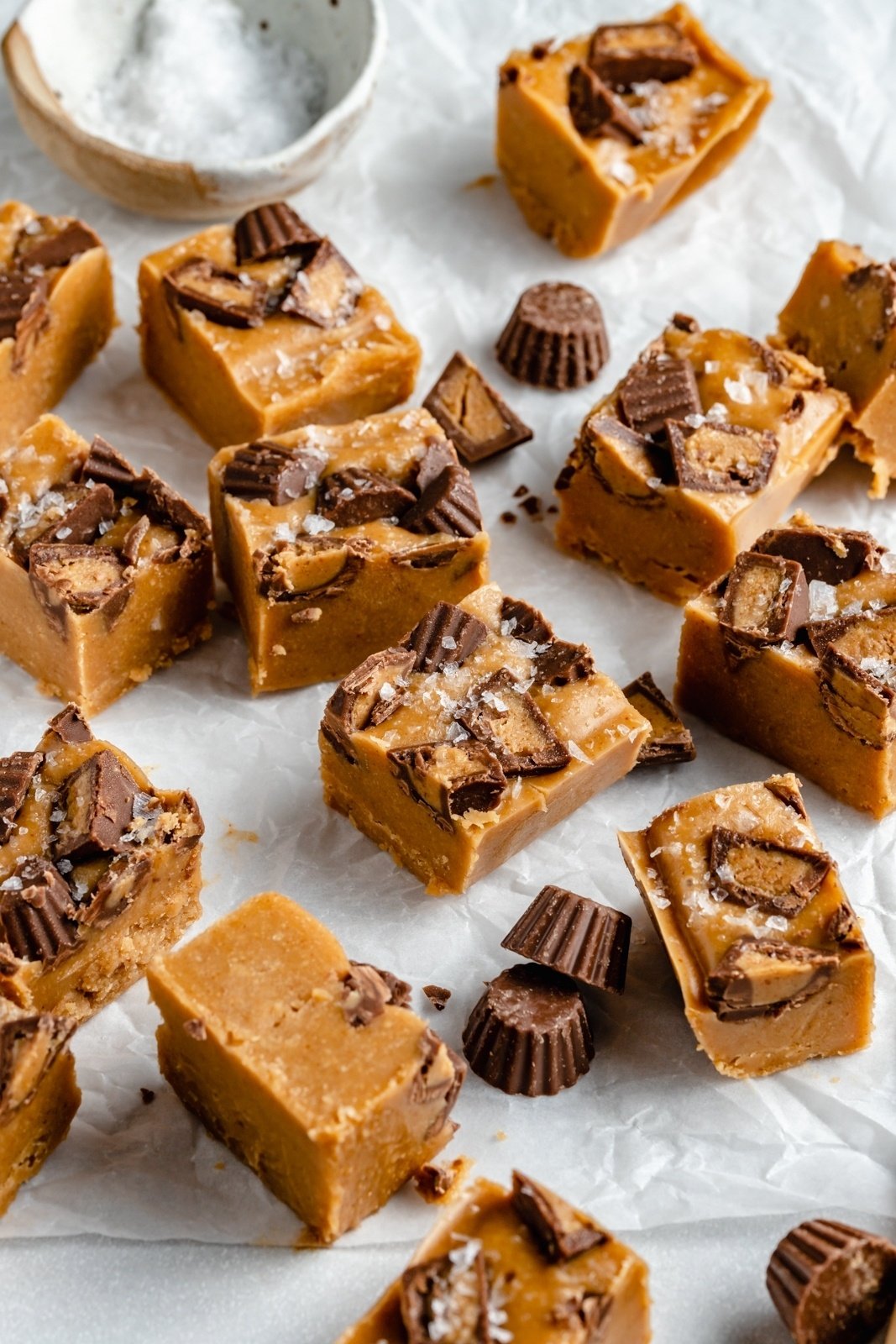 peanut butter fudge cut into squares