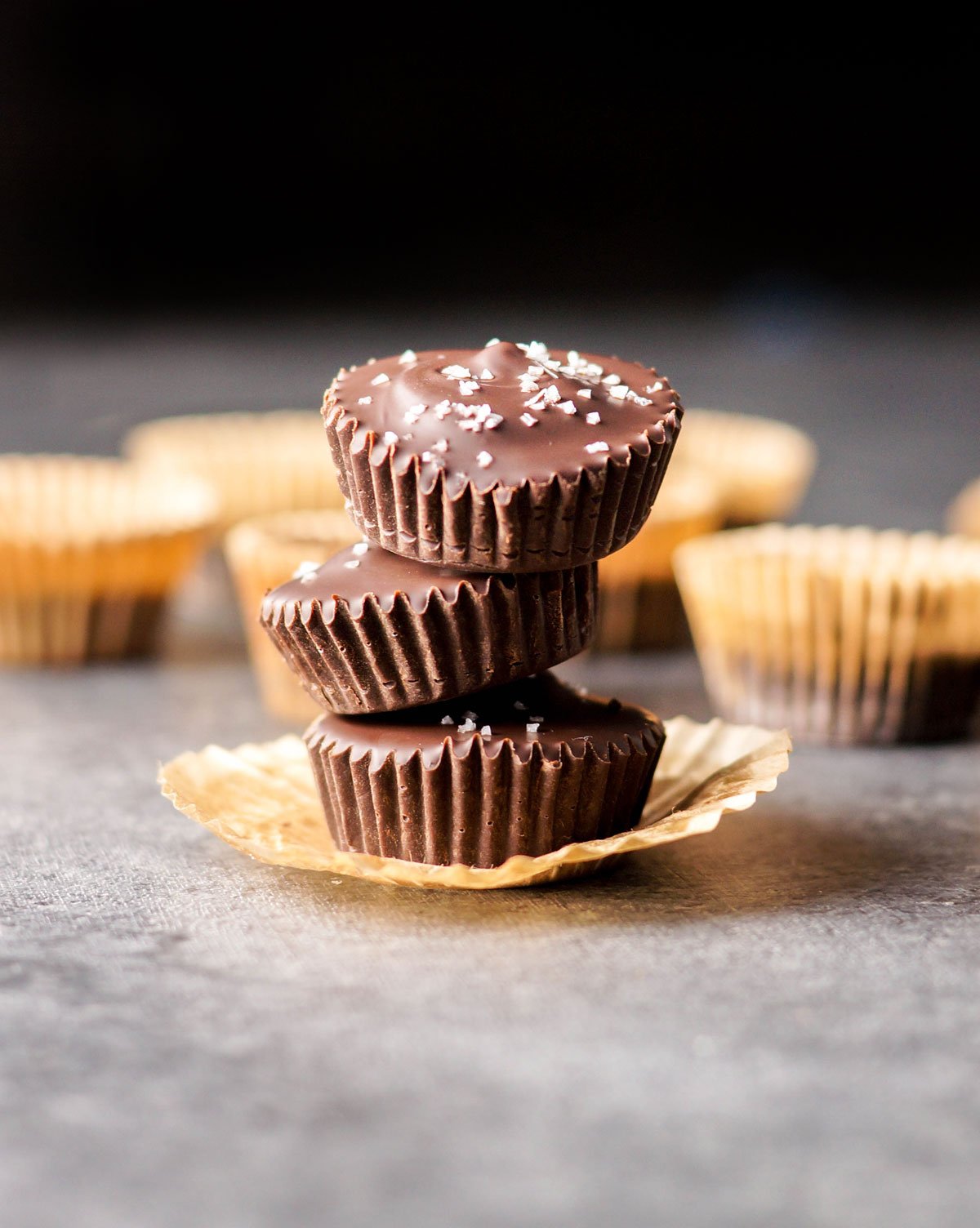 stacked mini vegan peanut butter cups