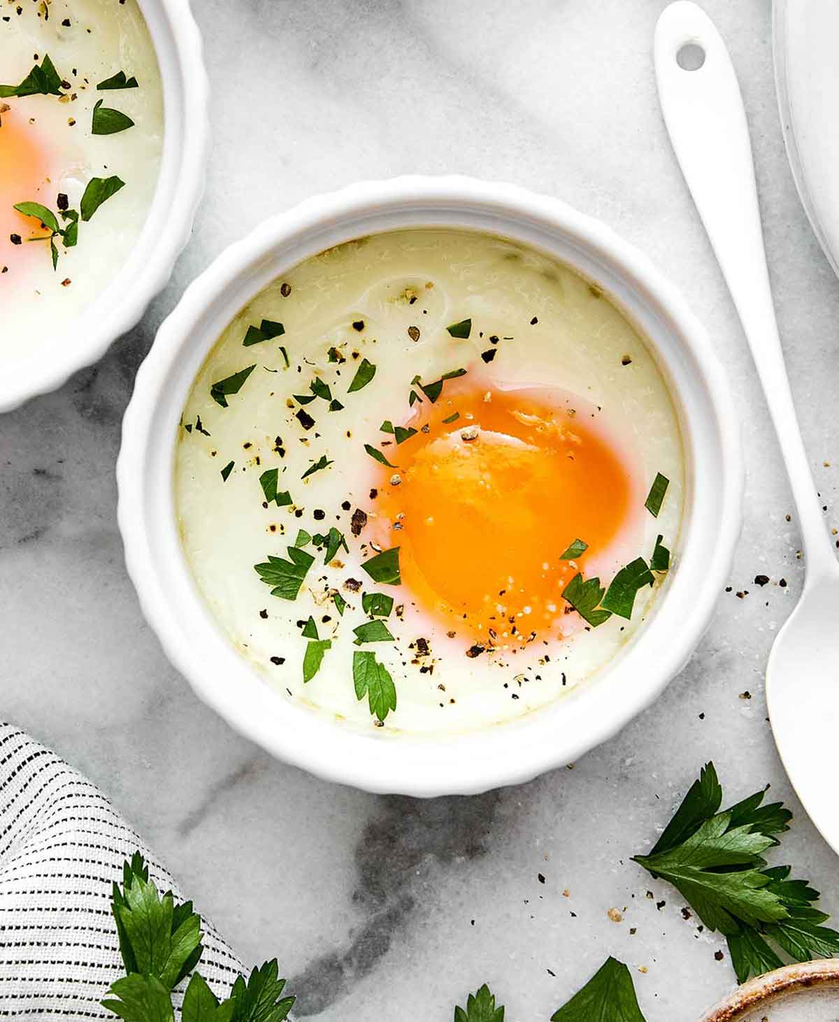 Baked egg in ramekin.