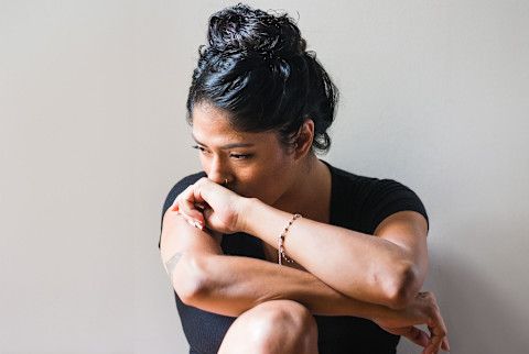 Anxious woman worrying