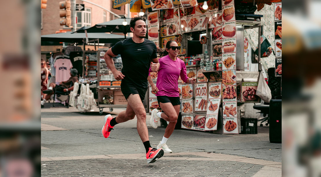 Actor Anthony Ramos running on the street of NYC