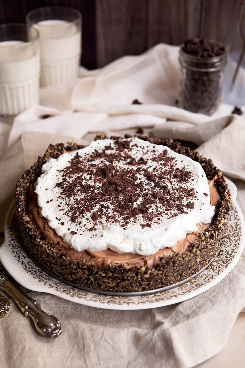 french silk pie on a plate