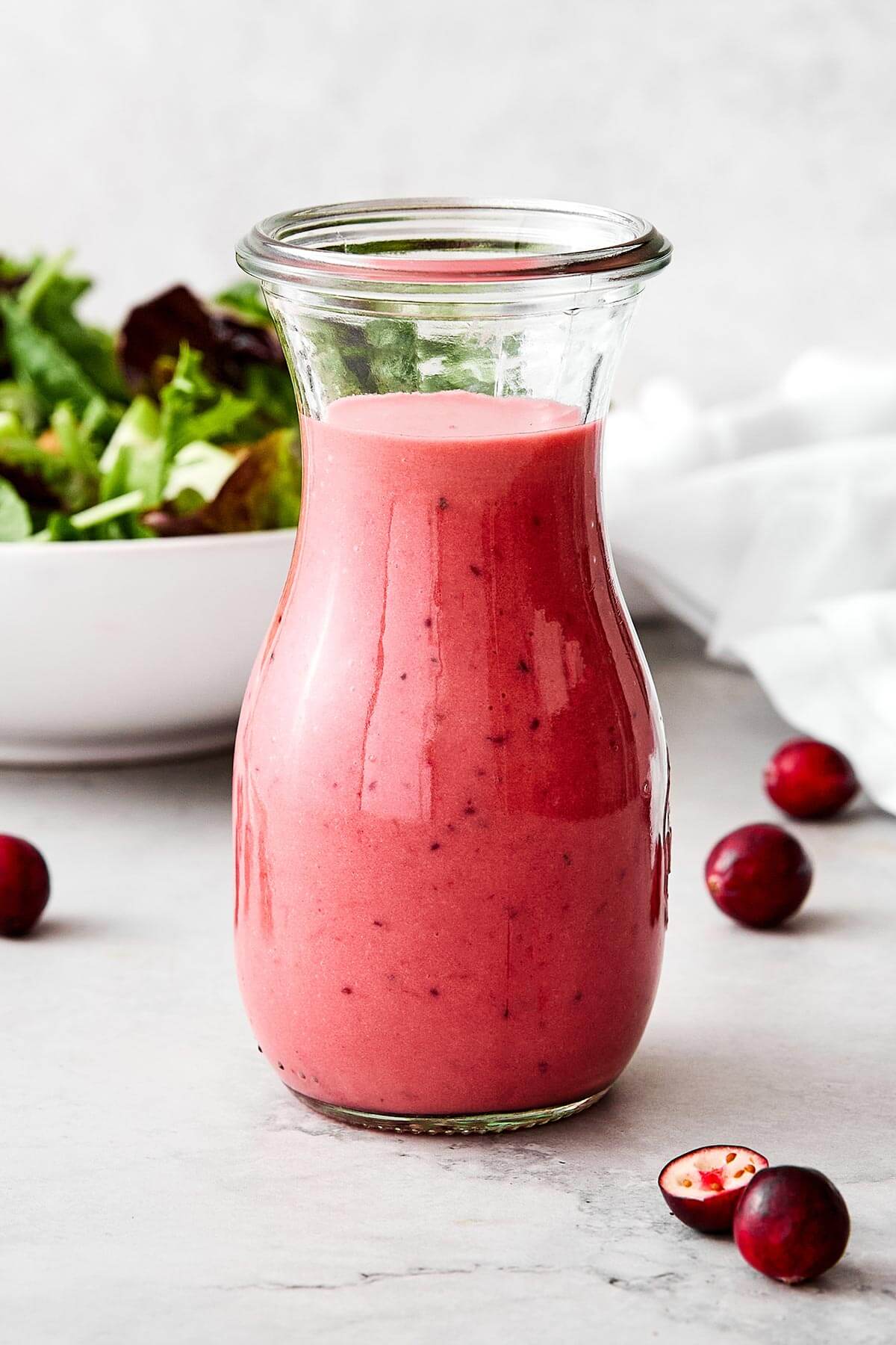 A bottle of cranberry vinaigrette.