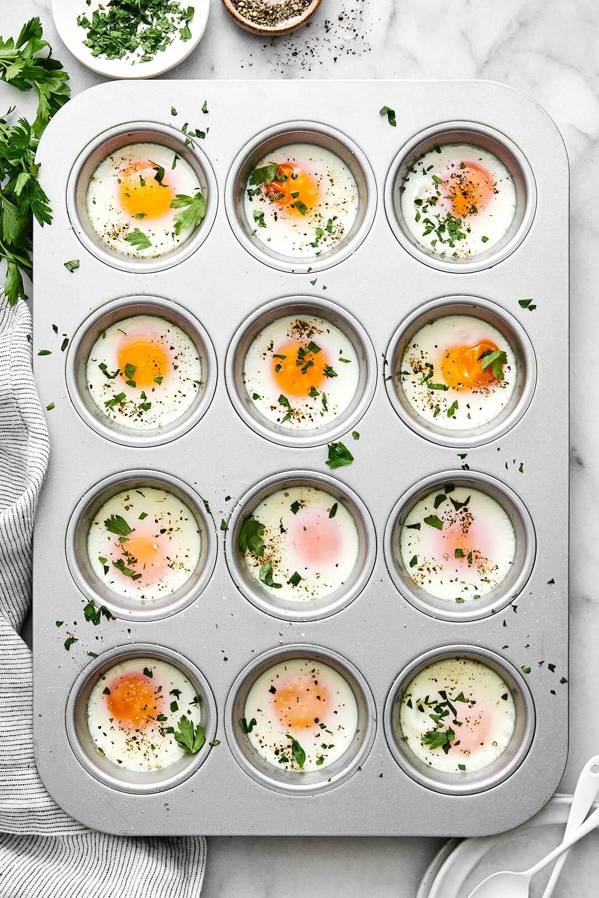 Baked eggs in a muffin tin.