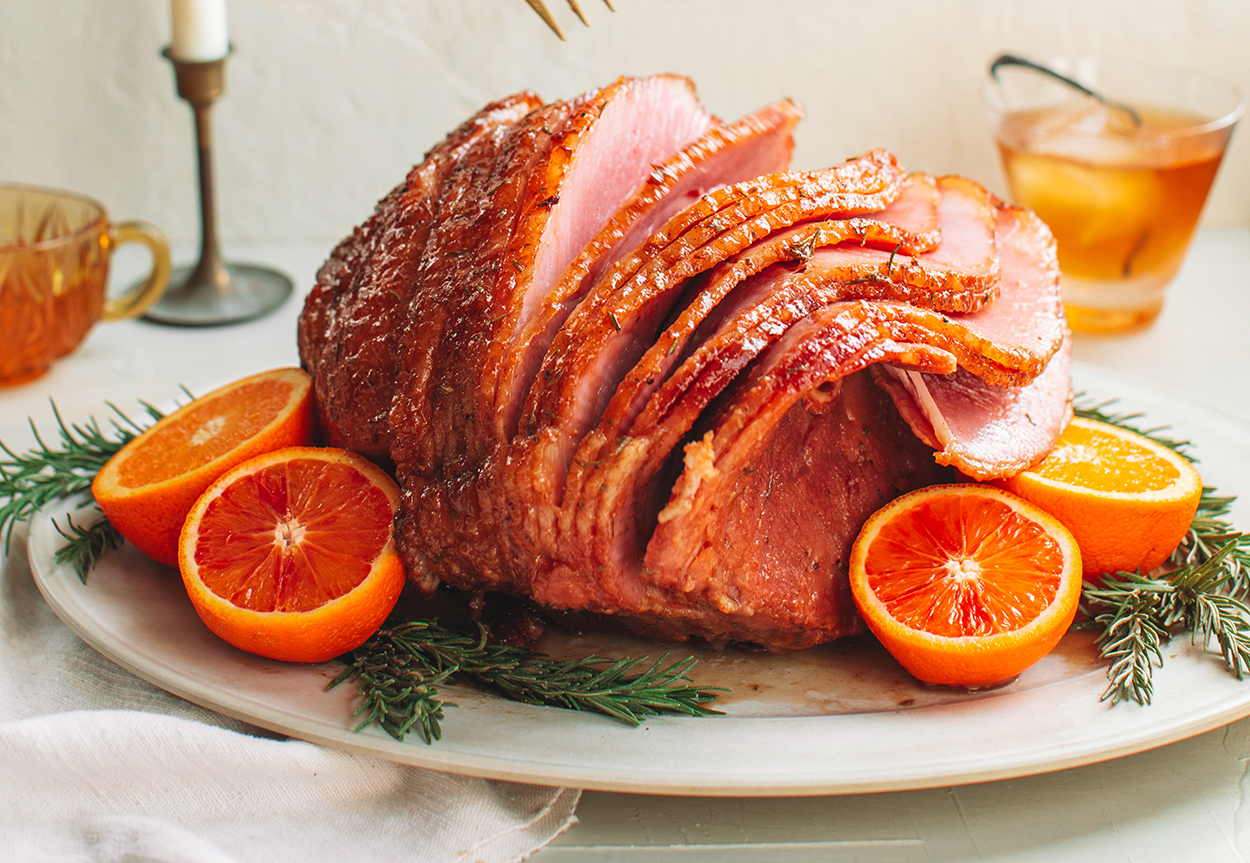 Rosemary Bourbon Glazed Ham_holiday party recipes