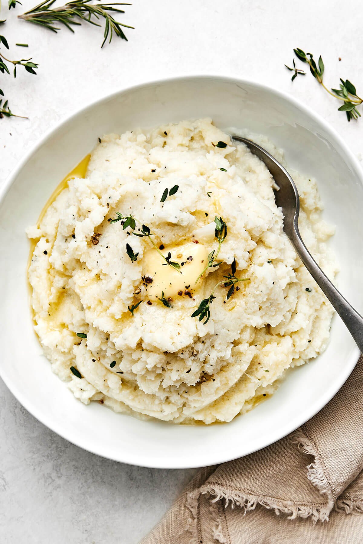A bowl of mashed cauliflower