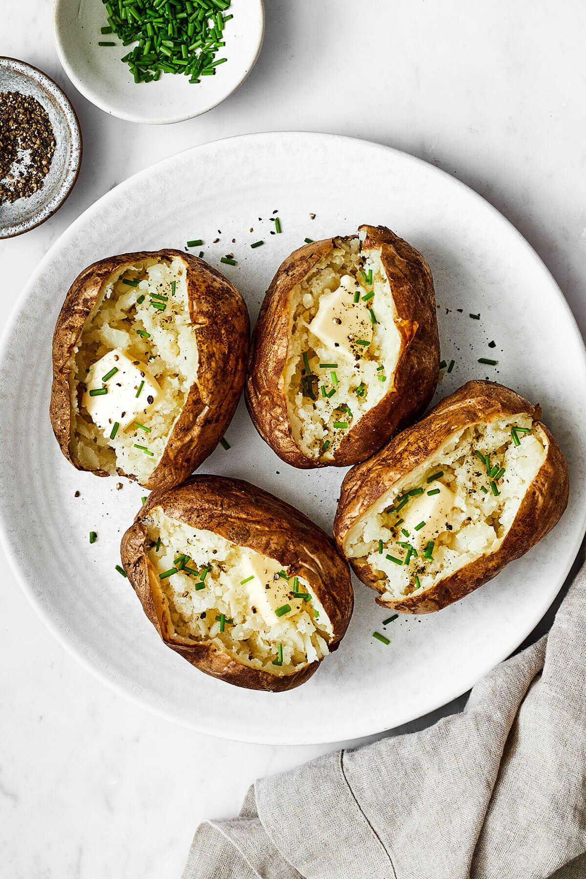 A plate of air fryer baked potatoes