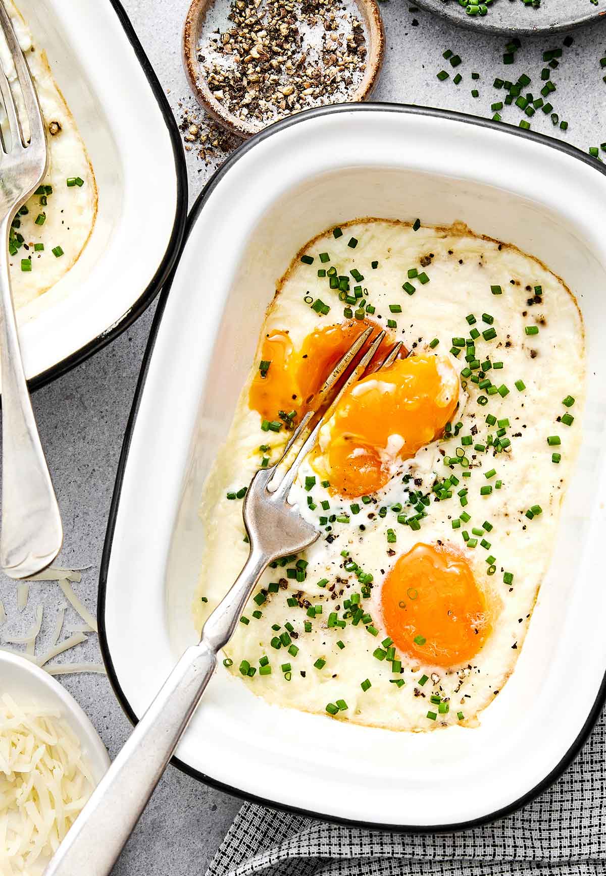 Shirred eggs recipe.