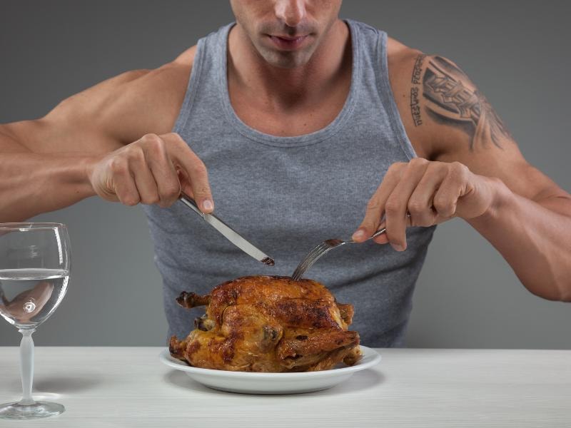 man eating high protein meal