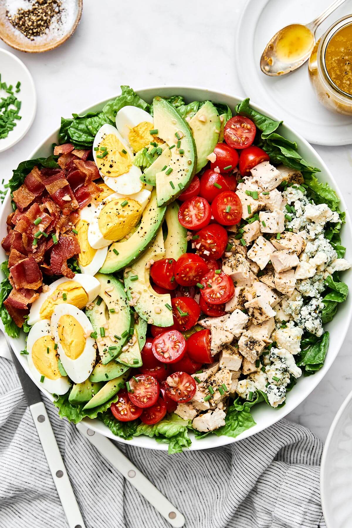 A large bowl of Cobb salad.