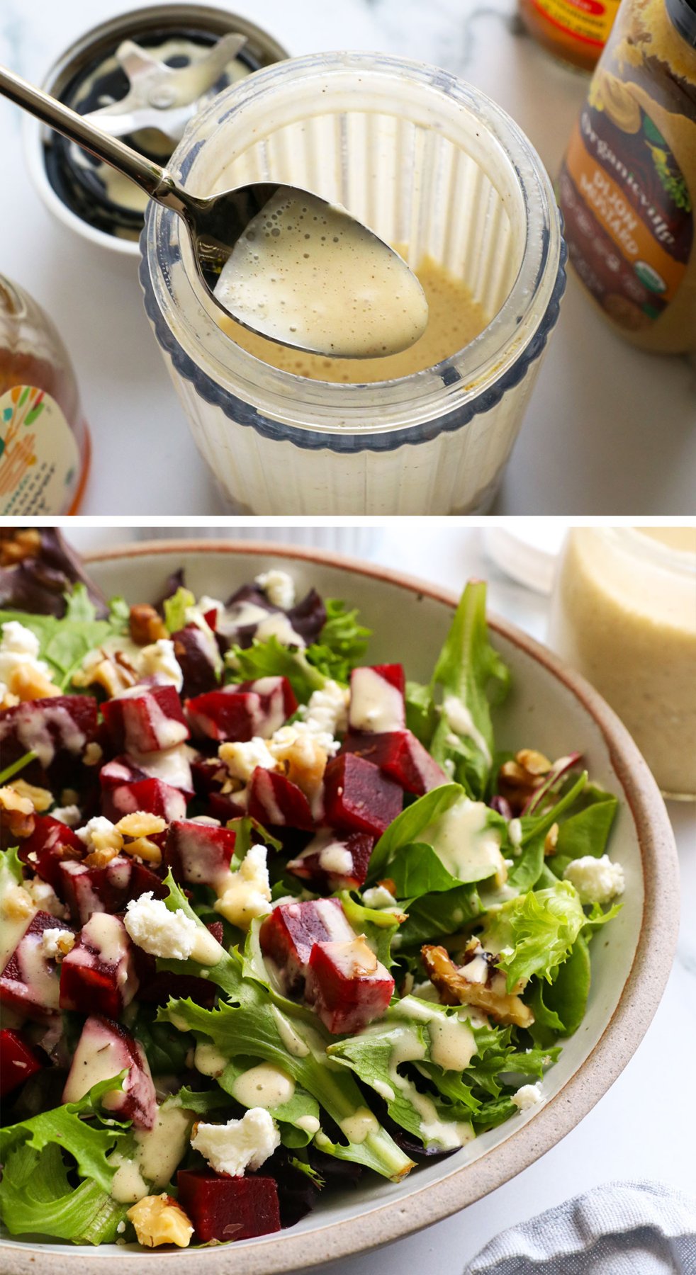 shallot vinaigrette blended and served over a leafy green salad. 
