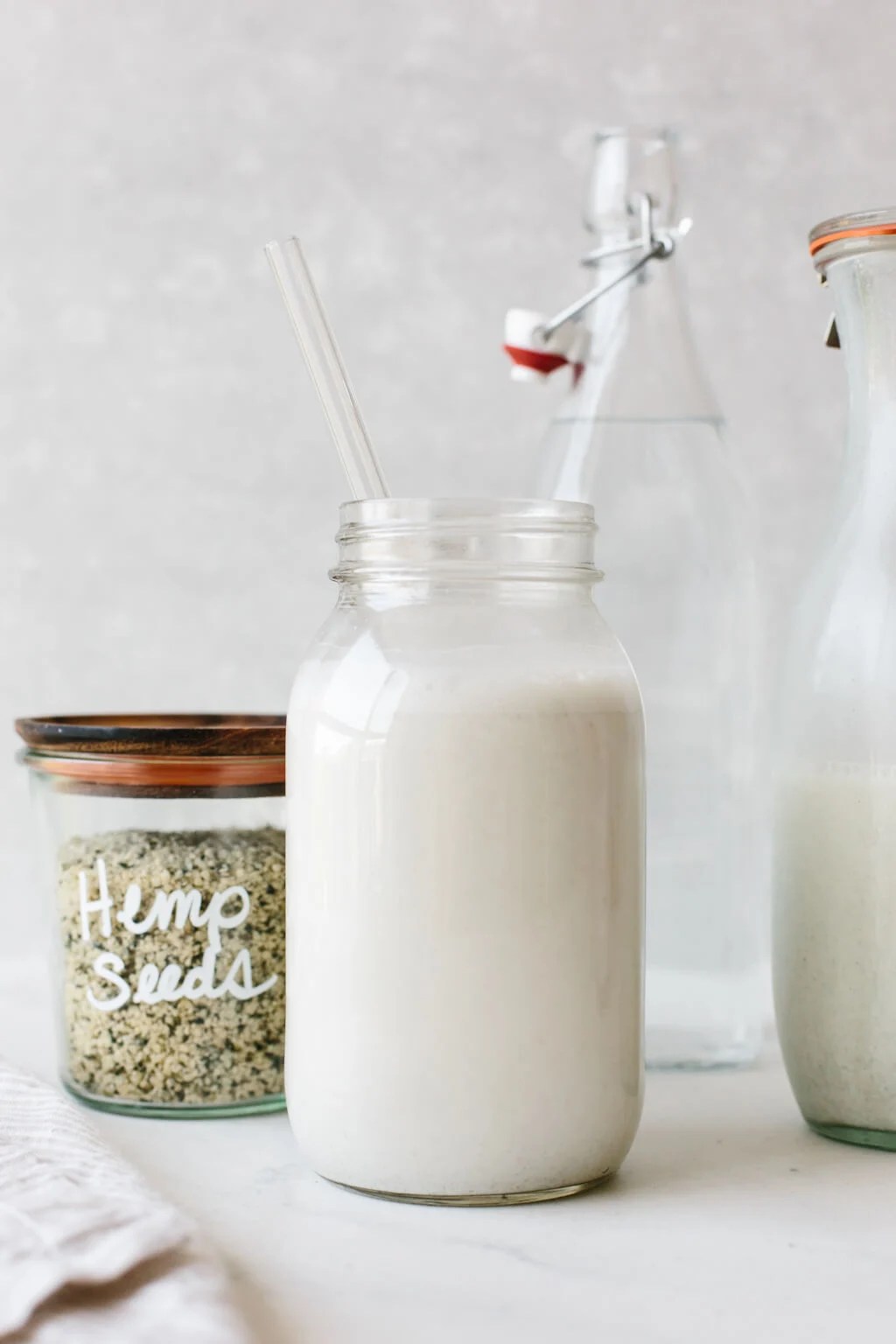 Hemp milk in a glass.