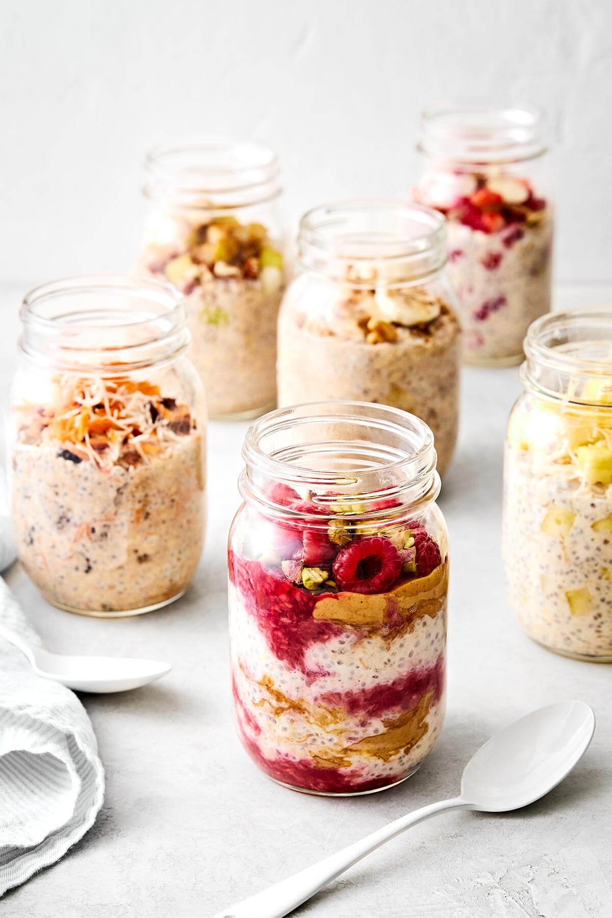 Jars of overnight oats.