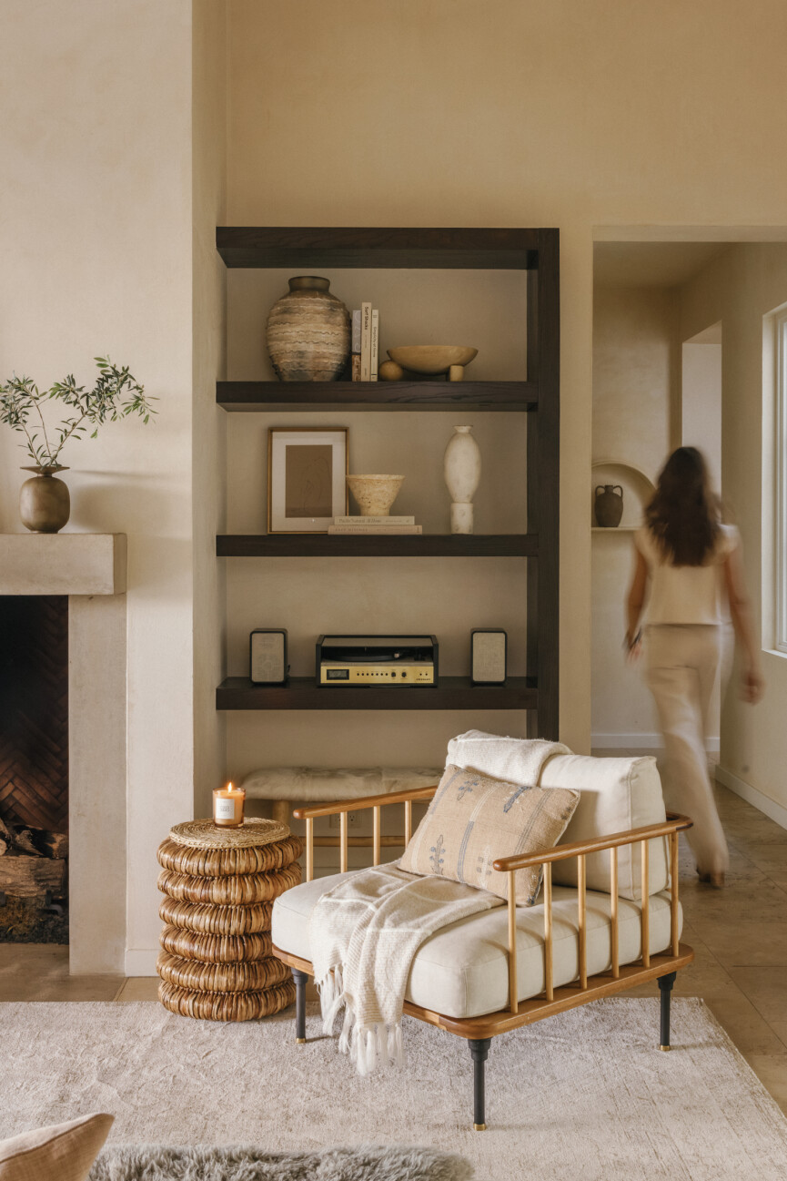 Camille Styles Austin Home Living Room Design - Shelf Styling