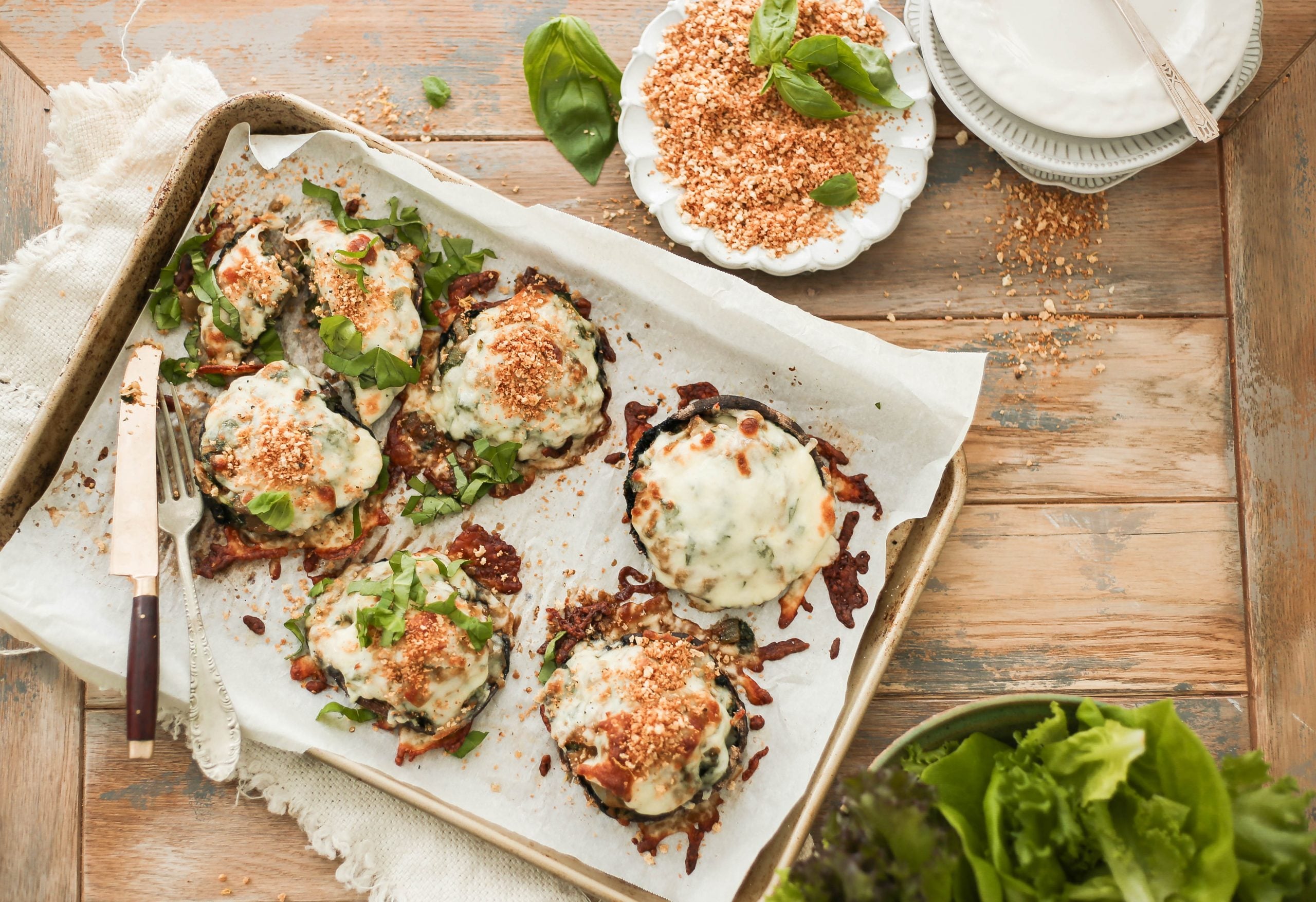 Caramelized Onion and Spinach Stuffed Portobello Mushrooms