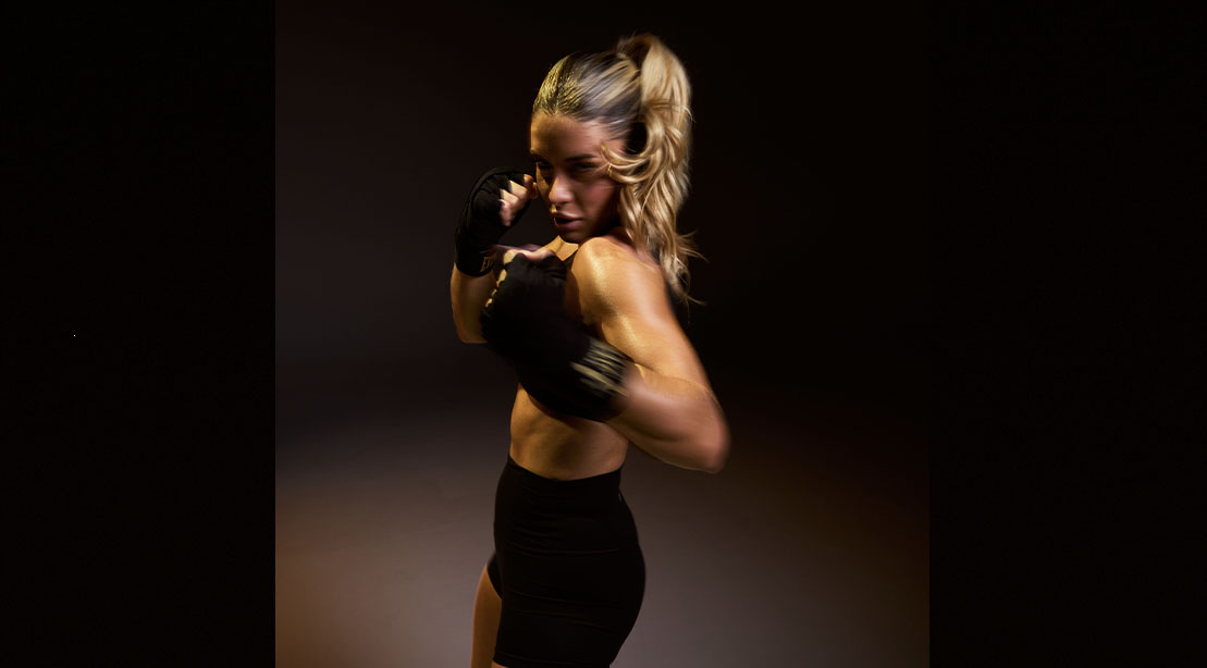 Fitness trainer Kendall Toole performing boxing moves