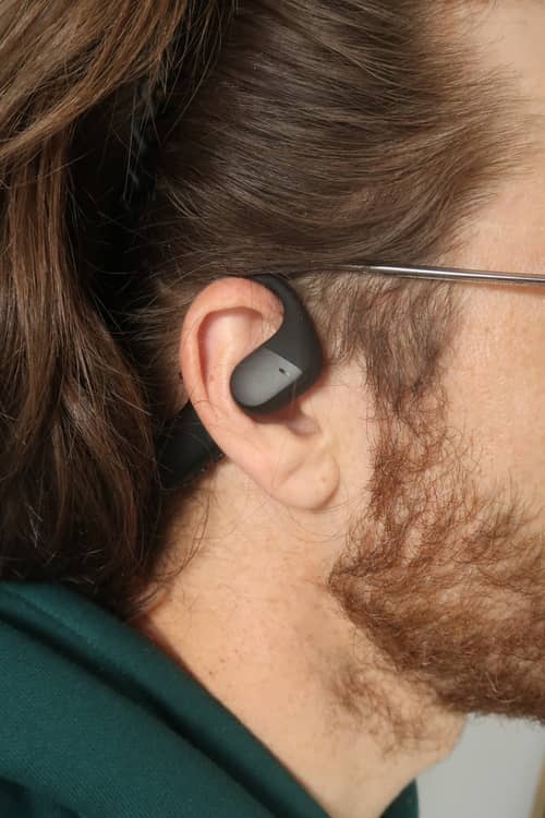 Open ear headphones from the side