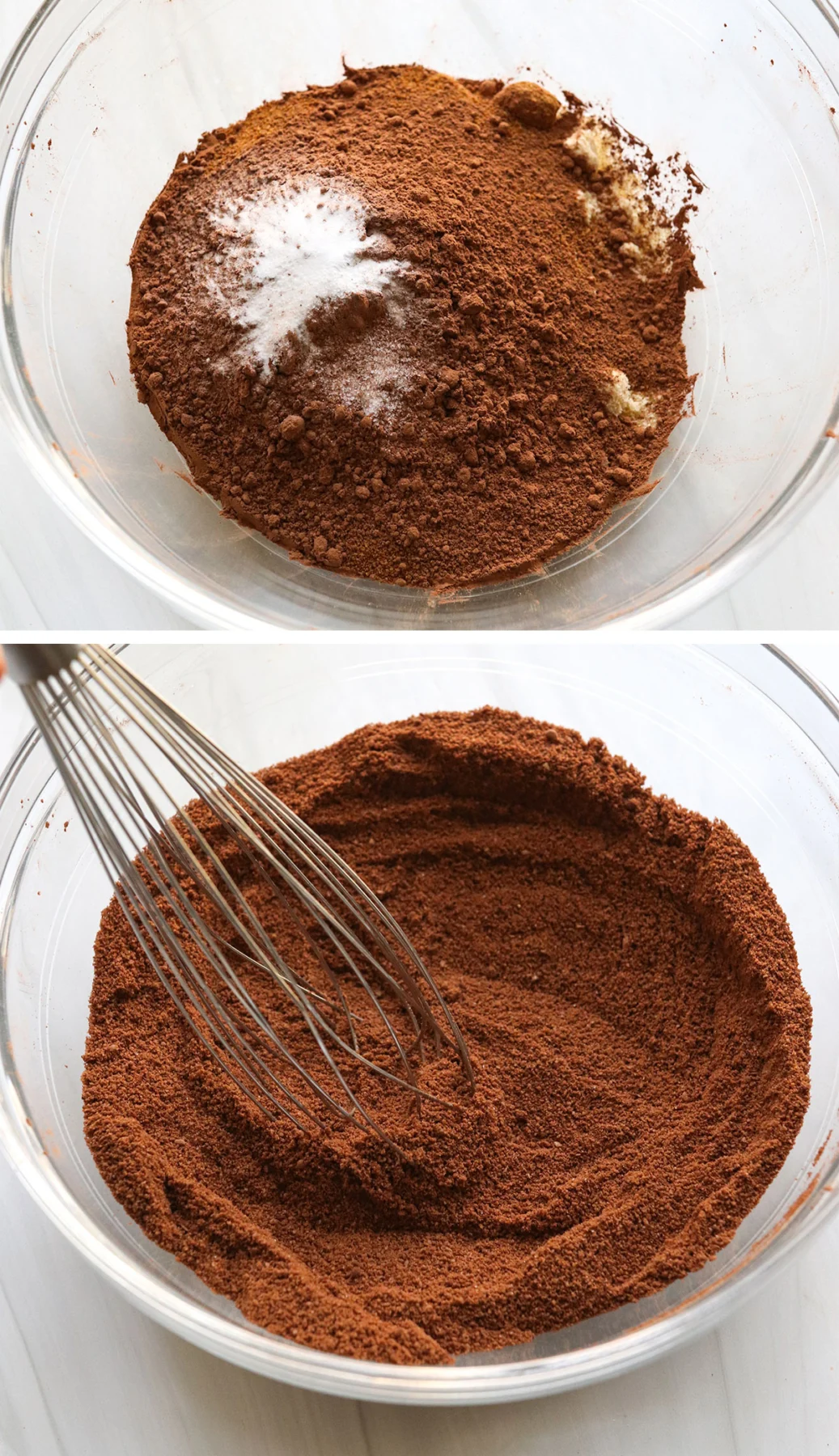 almond flour mixed with dry ingredients for brownies.