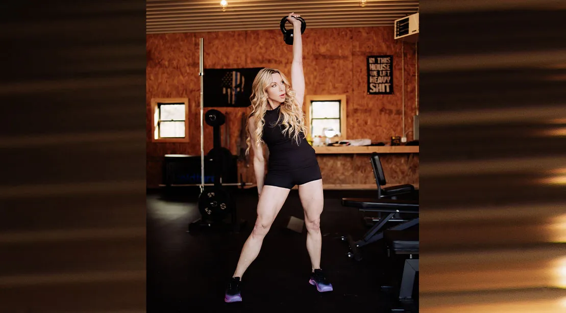 Dr. Amie Hornaman performing a kettlebell workout