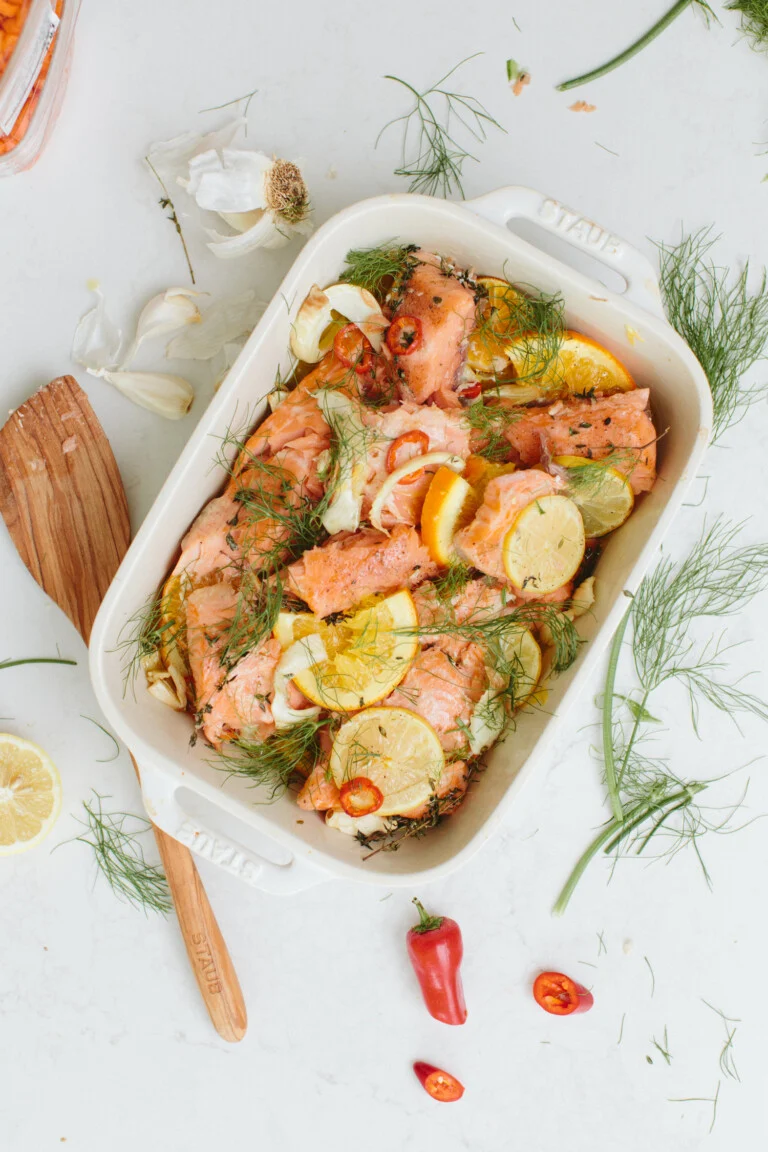 baked salmon with fennel and citrus