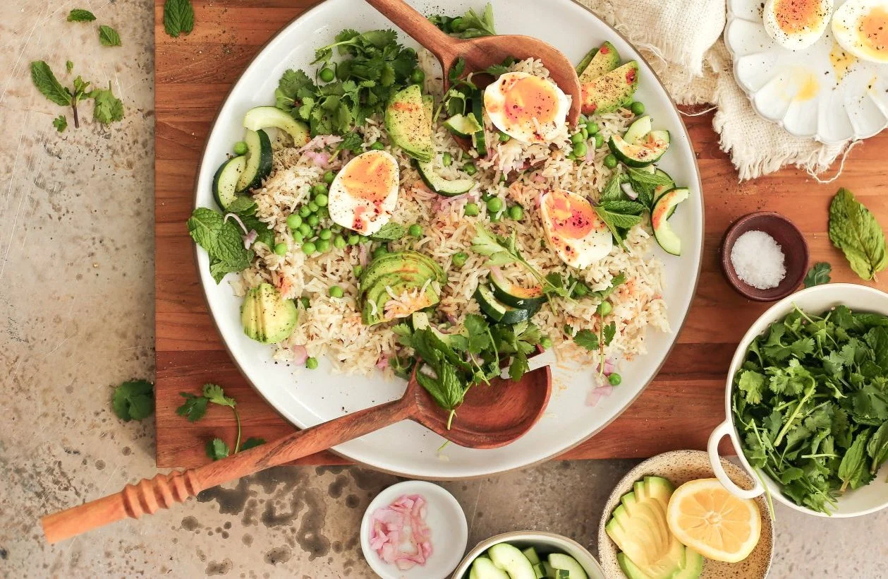 Spring Rice Salad with avocado_how much protein do I need
