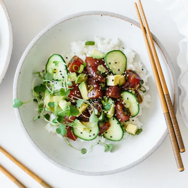 Ahi tuna poke bowl.